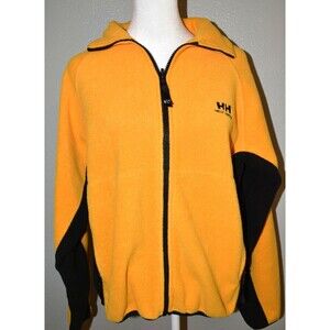 Helly Hansen Fleece Jacket Yellow Black Full Zip Hooded Women’s XS Outdoor Ski